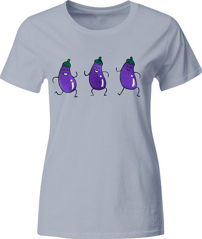 Hand-painted T-SHIRT with the eggplant apparel design drawing fashion hand painted handmade paint painting style wear