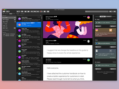 Mail extension in dark mode apple apple design apple mail dark mode macos mail sidebar ui ux