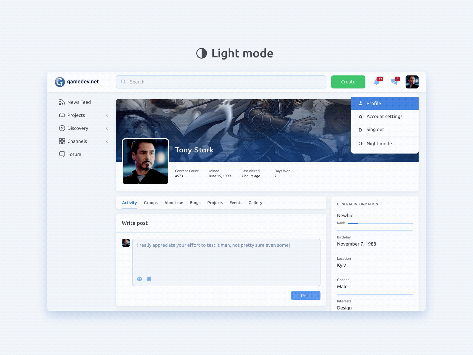 Light & Night Mode Animation animation design figma flat gamedev interface light mode night mode platform ui ux web