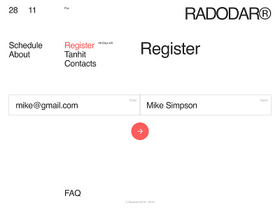 Radodar design desktop flat minimal promo typography ui ux web website