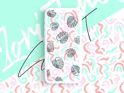 pattern 2d 90s design icon icons illustration iphone leafs line lineart lines pattern wallpaper