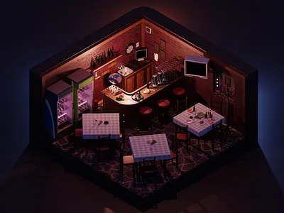 Slavic Tavern 3d 3d art 3d artist 3d modeling blender blender2.8 cycles illustration isometric light low lowpoly model poly render slavic tavern