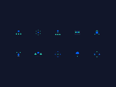 Web Tech Icons Set V.1 blue gradient green icon icon set iconography illustration minimal neon raff hbb ui web