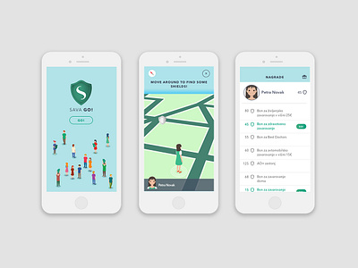 SavaGo mobile insurance app prototype app award concept insurance location mockup pokemon prototype shield ui ux