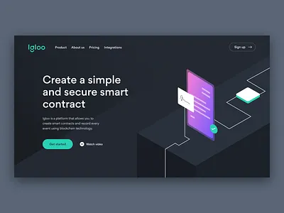 Web App - Blockchain Startup app blockchain contracts dark mode dark theme dark ui design easometric hero section illustration isometric product product design ui ui ux ui design vector web website