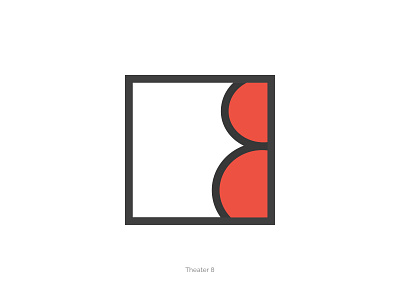 Theater Eight 8 art box branding cinema curtains design drama eight icon illustratuin logo logo design minimal performance pictogram play red theater window