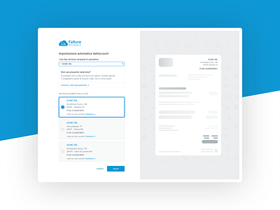 Onboarding — Fatture in Cloud account autocomplete balsamiq company company profile fatturazione invoice invoice template invoicing onboarding onboarding screen registration ui vat web design