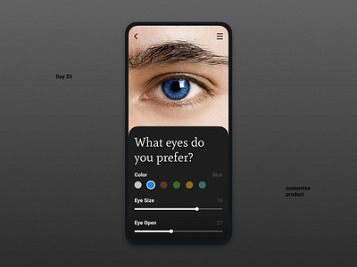 Daily UI Challenge Day #33 challenge customize product dailyui day 33 mobile design ui ux