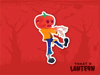 Vinny the Tomat-O-Lantern haloween jackolantern sticker stickermule tomato