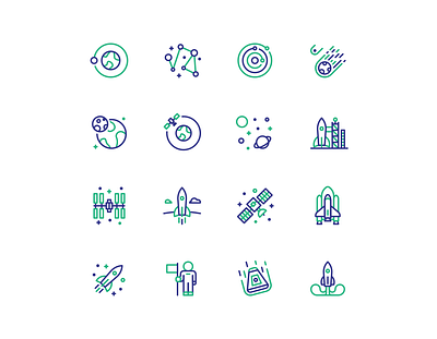 Icons - Space clean design explore flat icon icon iconography icons iconset iconsets line icon line style lineal icon space space icon travel ui user interface vector web