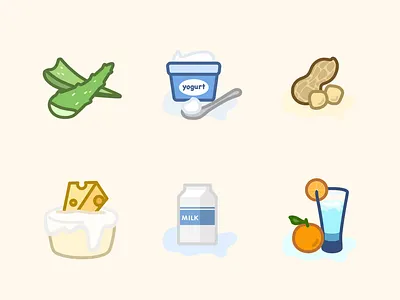 Ingredients Icon Sert cheese icon illustration line milk milk foam peanut yogurt