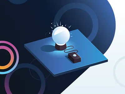 DOKA GAME illustration blue branding circle dark gladkovcompany icon illustration illustrations illustrator lamp light table ui vector web