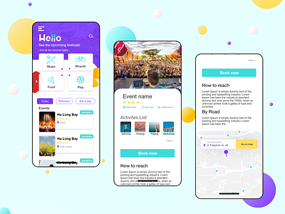 Summer Events adobe app application booking color design event iphone music simple summer ui ux vector web webdesign xd