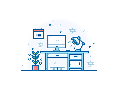 Study room design icon illustration vector