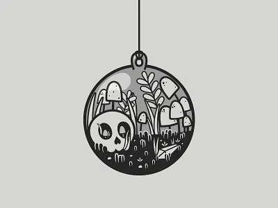 Ornament | Inktober 17/31 caseyillustrates christmas garden illustration inktober inktober2019 mushroom ornament print skull terrarium vector