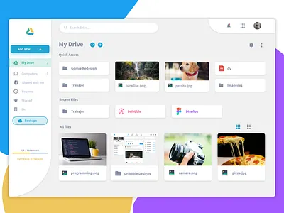 Google Drive desktop redesign clean design figma flat google icon minimal photoshop simple typography ui vector web website