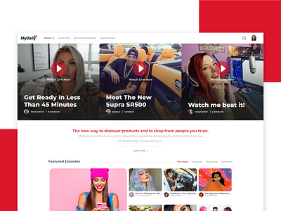 MyDailyLive Homepage ecommerce app fashion landing page modern mydailylive shopping store streaming