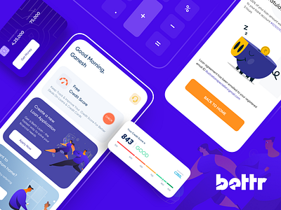 Bettr Credit App android app design app application bettr credit bettr credit app bettr customer app blue brand identity branding design financial app illustration loan loans mobile app design mobile application personal loan playstore ui ux