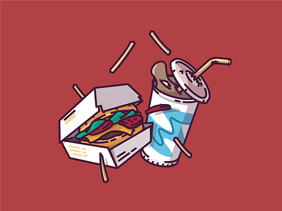 Iconic Duos - Burger & Drink burger burger king burger logo burger menu coke fastfood food food illustration fried fries icon illustration junkfood linework logo mcdonalds pickles