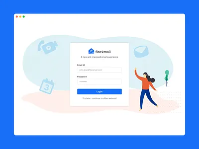 Welcome to Flockmail! after effects animation blue branding hi illustration mail motion graphics onboarding sign in tree ui vector welcome
