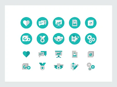 SynerQ - Icon set brand branding design flat heart icon icon set iconography iconos icons identidad visual identity medal vector