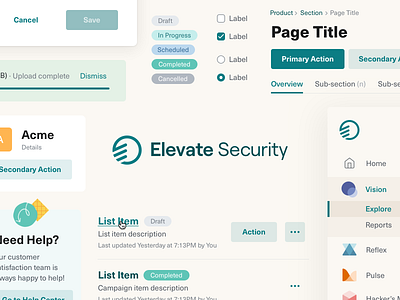 Elevate Security - Design system components design system product design rebrand ui