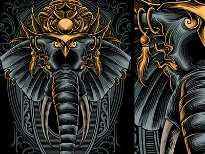 ganesha animal art artwork design drawing elephant ganesha graphic graphic art illustration illustrator ornament thailand totem