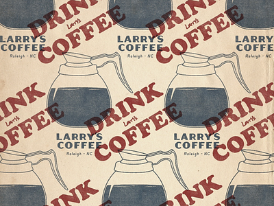 Larry’s Coffee branding illustration paper pattern print typography vintage