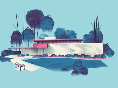 Arkansas – Bachman-Wilson House at Crystal Bridges (1954) architecture art design franklloyd home illustration