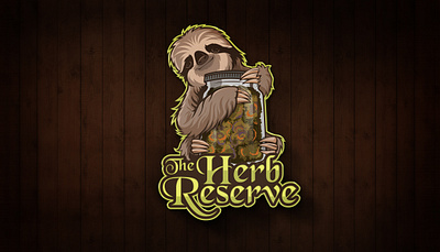 The herb reserve animals bud cartoon character icon illustration logo marijuana mascot logo medical sloth weeds