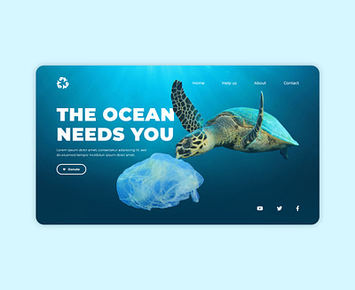 Plastic fish UI Landing page design digital identity illustrator typography ui ux