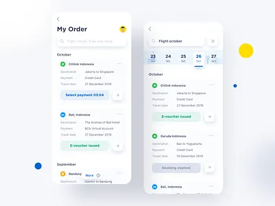 My Order App Exploration ⠿ tiket.com app apps calendar clean concept design exploration holiday ios my order profile schedule tiket design tiket.com travel ui workdiary