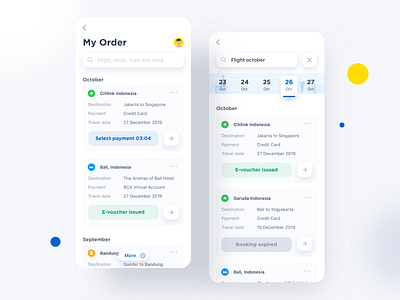 My Order App Exploration ⠿ tiket.com app apps calendar clean concept design exploration holiday ios my order profile schedule tiket design tiket.com travel ui workdiary