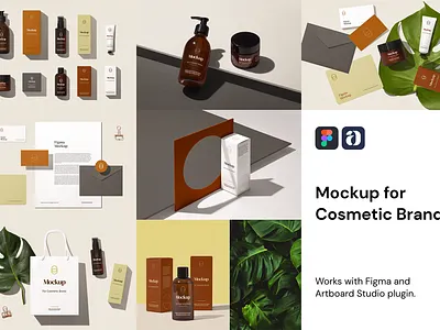 Cosmetic Brand Mockup For Figma bottle box cosmetic cosmetic mockup cosmetic packaging figma figmadesign mockup packaging