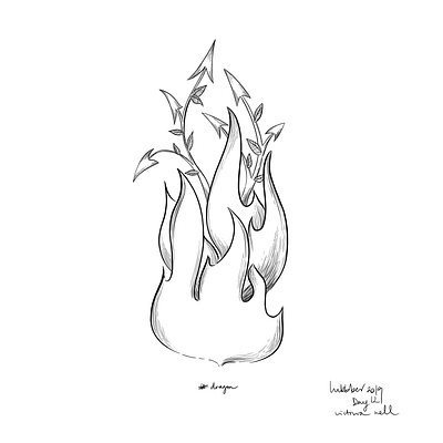 Dragon black and white design digital dragon drawing fire flames illustration illustration art inktober inktober2019 ipadpro painting plant