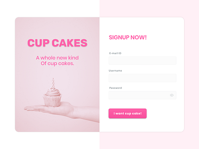 cupcakes signup app ui bakery branding cup cupcake cupcakes cute design handy homemade pink registeration signup webtrends webui