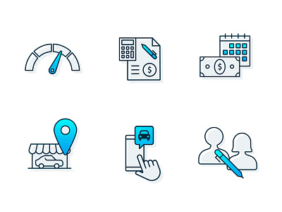 Auto Loan Icon Set automotive credit financing icon set icons lineart loan