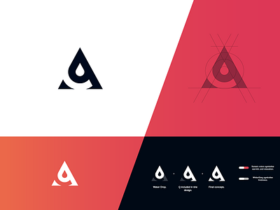 Aqua Logo Project a letter a logo aqua aqua logo branding branding and identity branding concept business concept esports gaming grid identity logo mark q q logo vector water