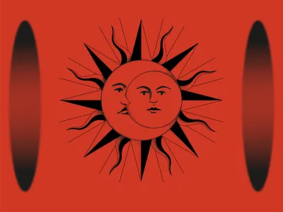 lovers leap moon pagan quantum sun symbolic vector vector illustration