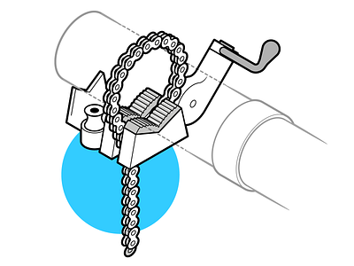 Chain Clamp adobe illustrator bicycle chain engineering instructions isometric linework manual pipe technical drawing technical illustration vector illustration