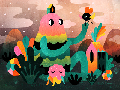 Thanks for being around! characterdesign colorful digital art illustration mixedmedia popsurrealism