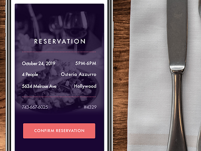 Confirm Reservation by Chuck McQuilkin app austin designer branding chuckmcquilkin design designer icon logo reservation ui ux