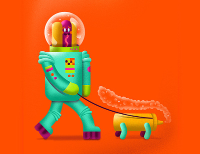 Astro Dog astronaut dog graphicdesign hot dog illustration mustard