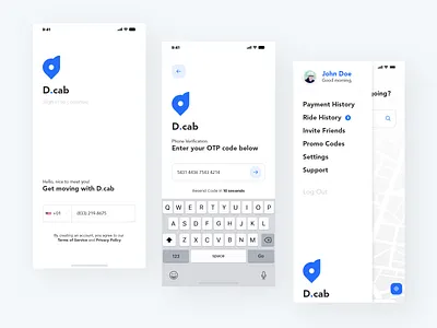 D.cab cab app design app design flat ios minimal ui ux