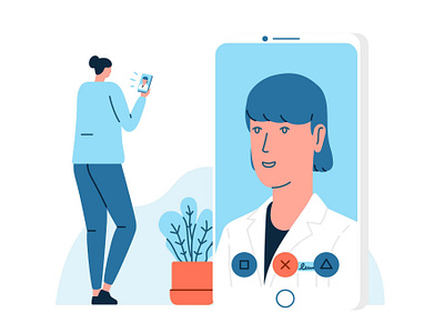 Online doctor app consultation doctor health illustration illustrator online doctor telehealth vector illustration video call