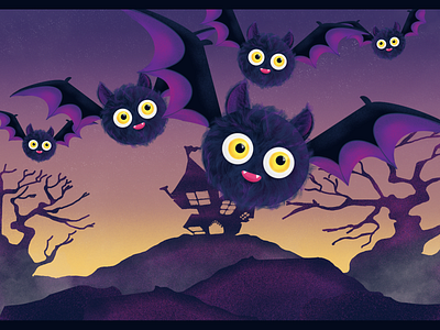 Night Flight animal art children art cute dribbble dribbbleweeklywarmup halloween happy horror illustration night procreate spooky