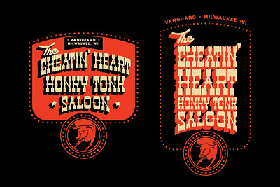 The Cheatin' Heart Honky Tonk Saloon band merch country design graphic design graphicdesign graphics honky tonk icon lettering logo logo design logodesign logotype restaurant design splitserif type typography vector