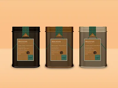 Mountain Organics Coffee Tins branding coffee coffee shop container design digital art graphic design label labeldesign logo mountain organic package package design packaging product product design tin typography vector