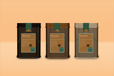 Mountain Organics Coffee Tins branding coffee coffee shop container design digital art graphic design label labeldesign logo mountain organic package package design packaging product product design tin typography vector