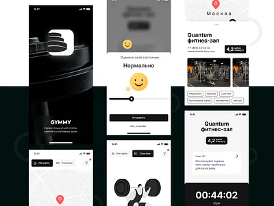 gymmy sport app app apple application dark design energy fitness health mobile mobile app modern sport ui ux